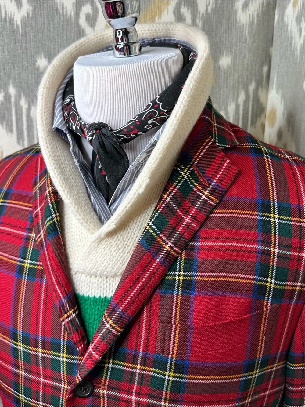 Polo Ralph Lauren Made in Italy Virgin Wool Red Tartan Plaid Blazer 40L